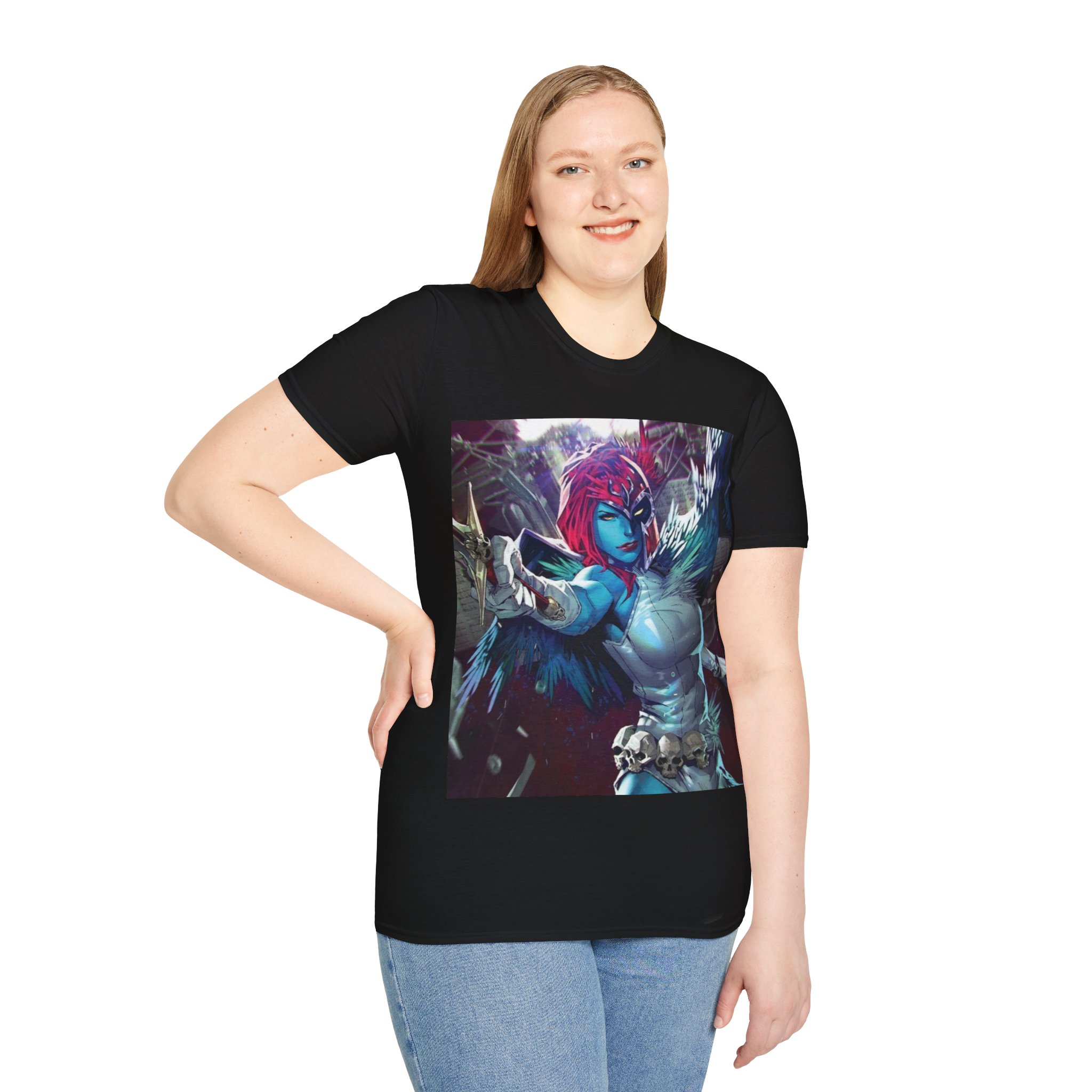 Mystique Winged Warrior Blue Mutant Comic Graphic Tee - Image 4