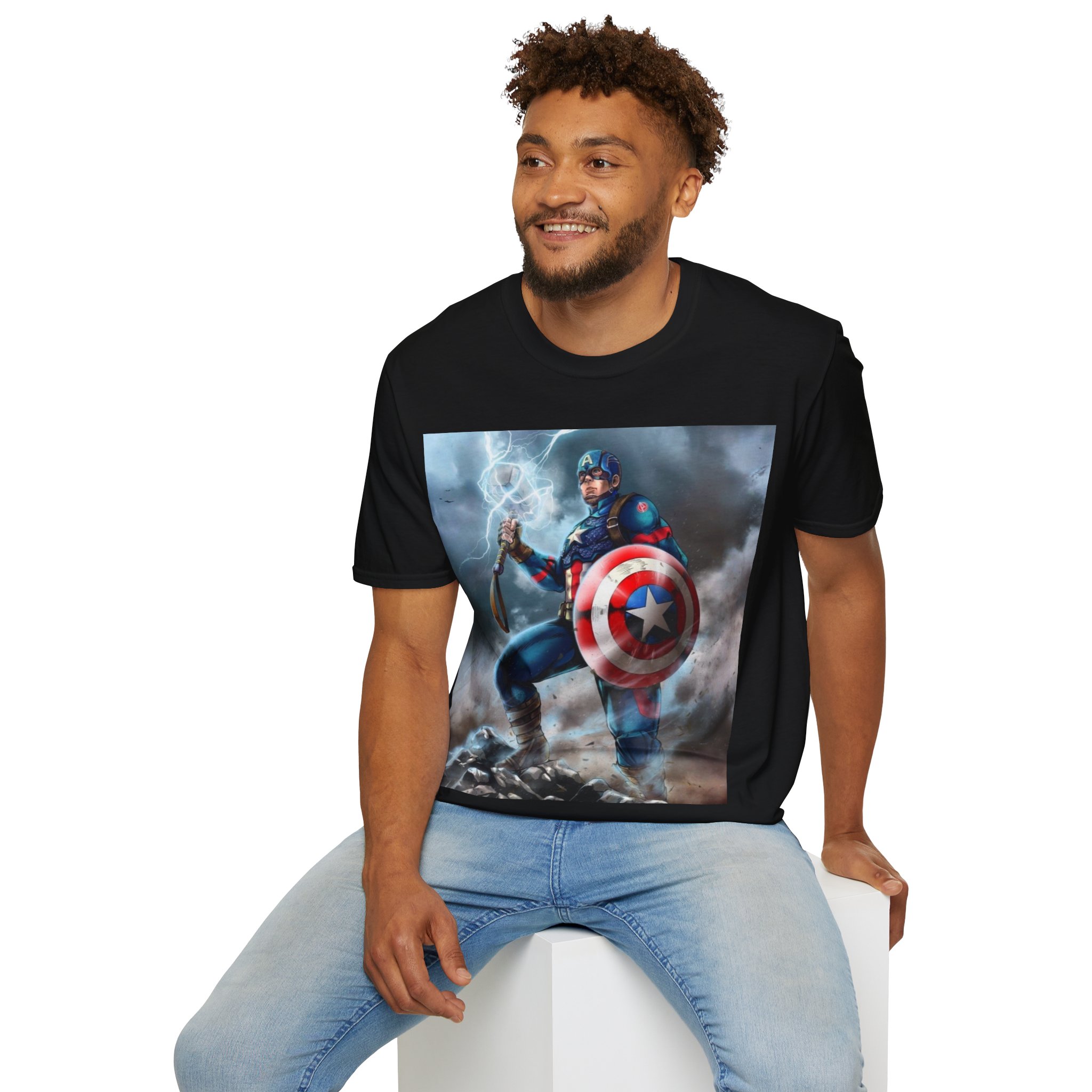 Captain America Lightning Shield Hero Graphic Tee - Image 8