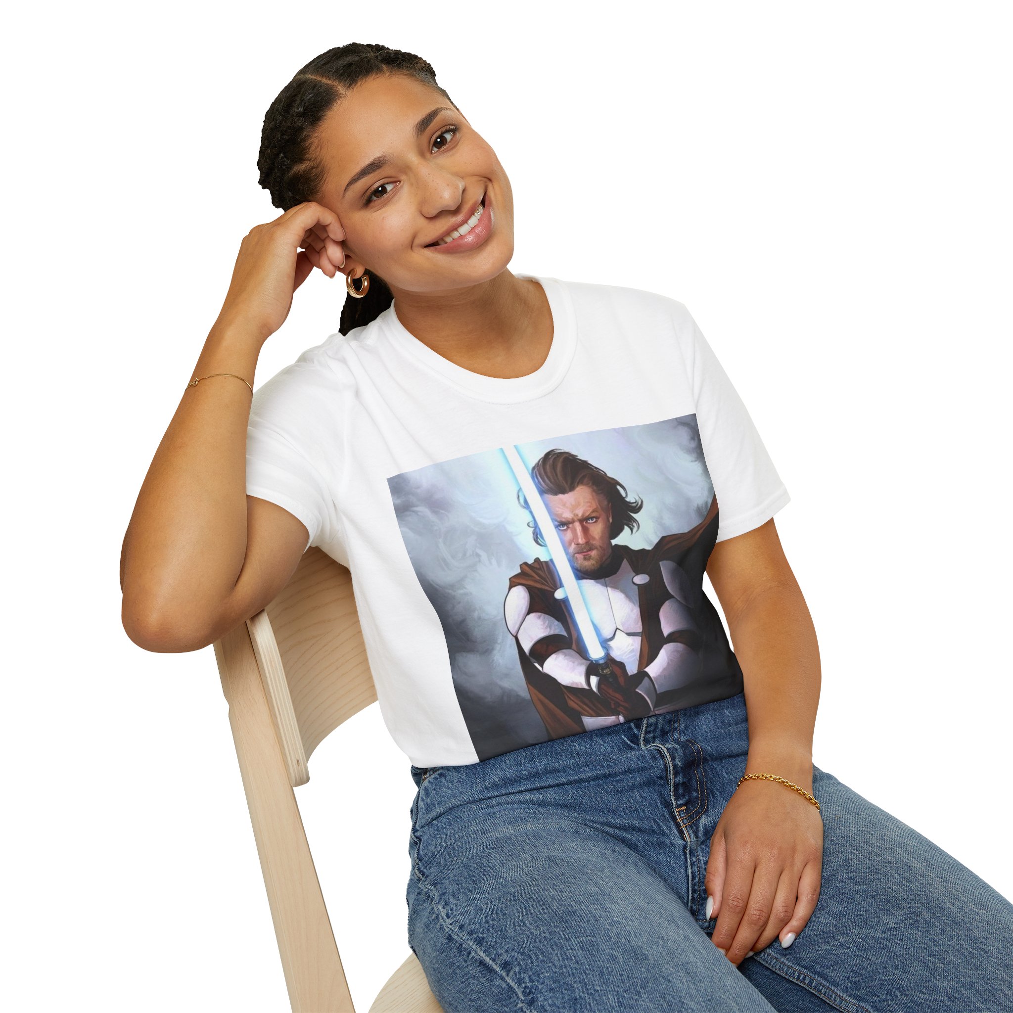 Obi‑Wan Kenobi Jedi Master Blue Saber Graphic Tee - Image 16
