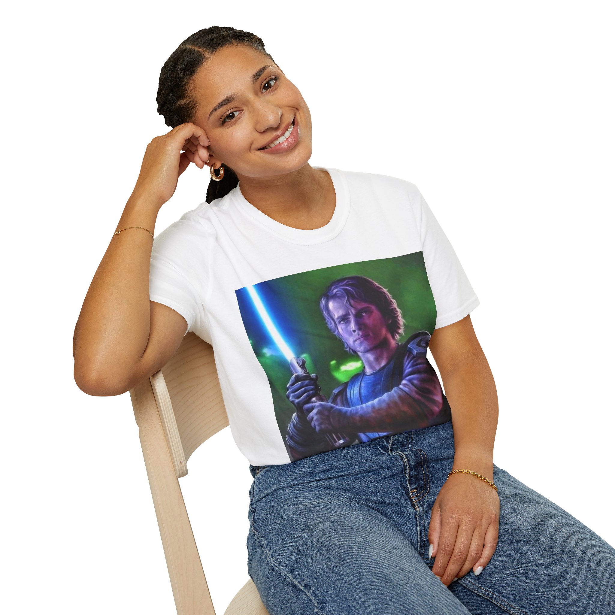 Anakin Skywalker Blue Saber Power Comic Graphic Tee - Image 16