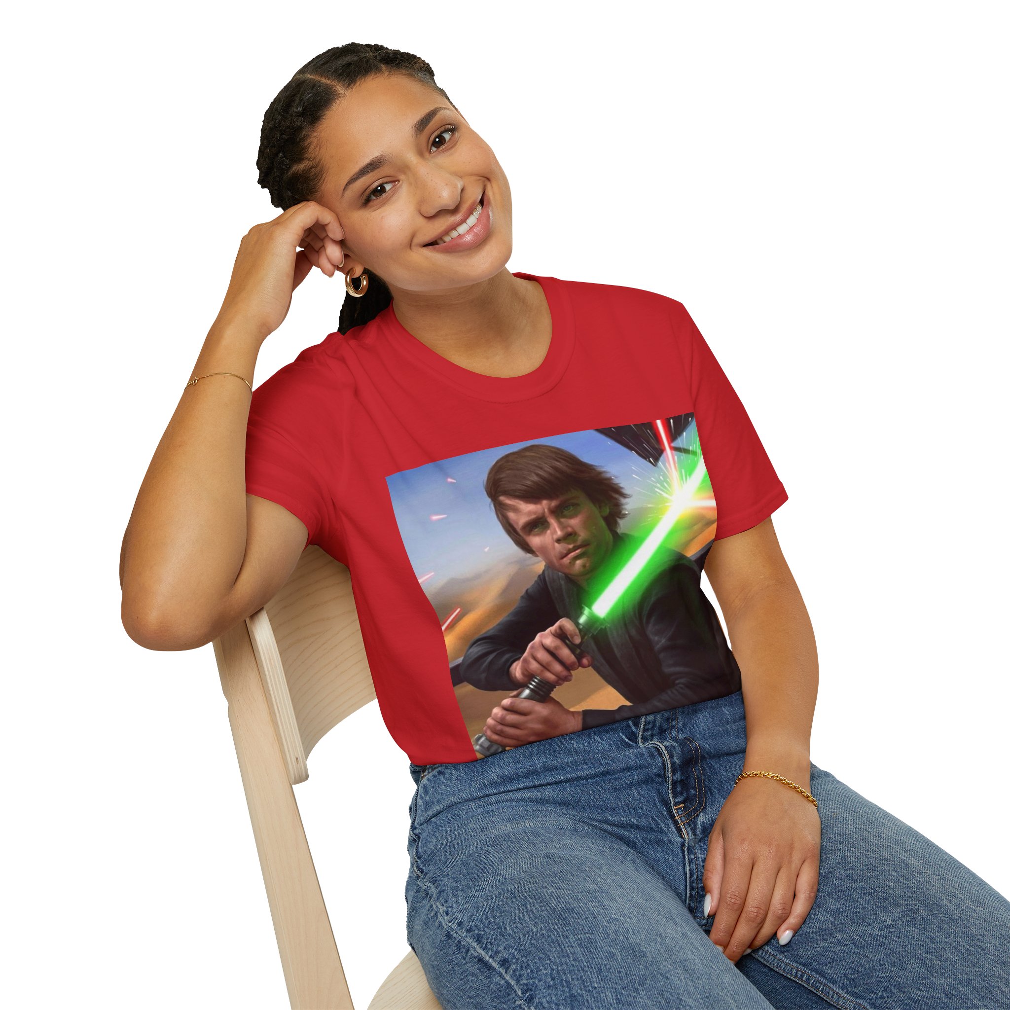 Luke Skywalker Green Saber Desert Battle Graphic Tee - Image 34
