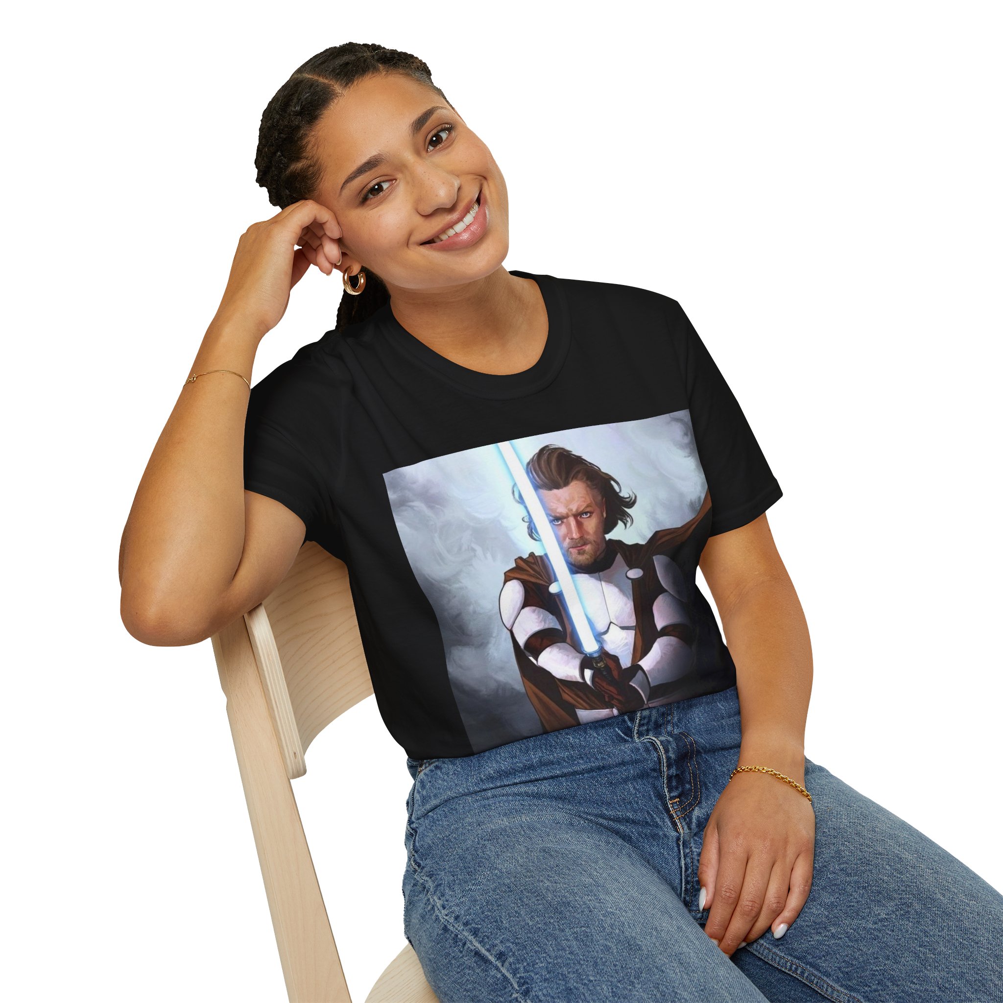 Obi‑Wan Kenobi Jedi Master Blue Saber Graphic Tee - Image 7