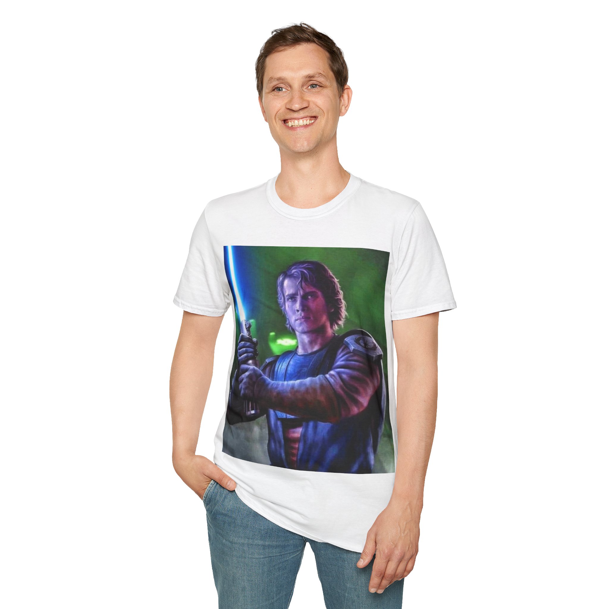 Anakin Skywalker Blue Saber Power Comic Graphic Tee - Image 14
