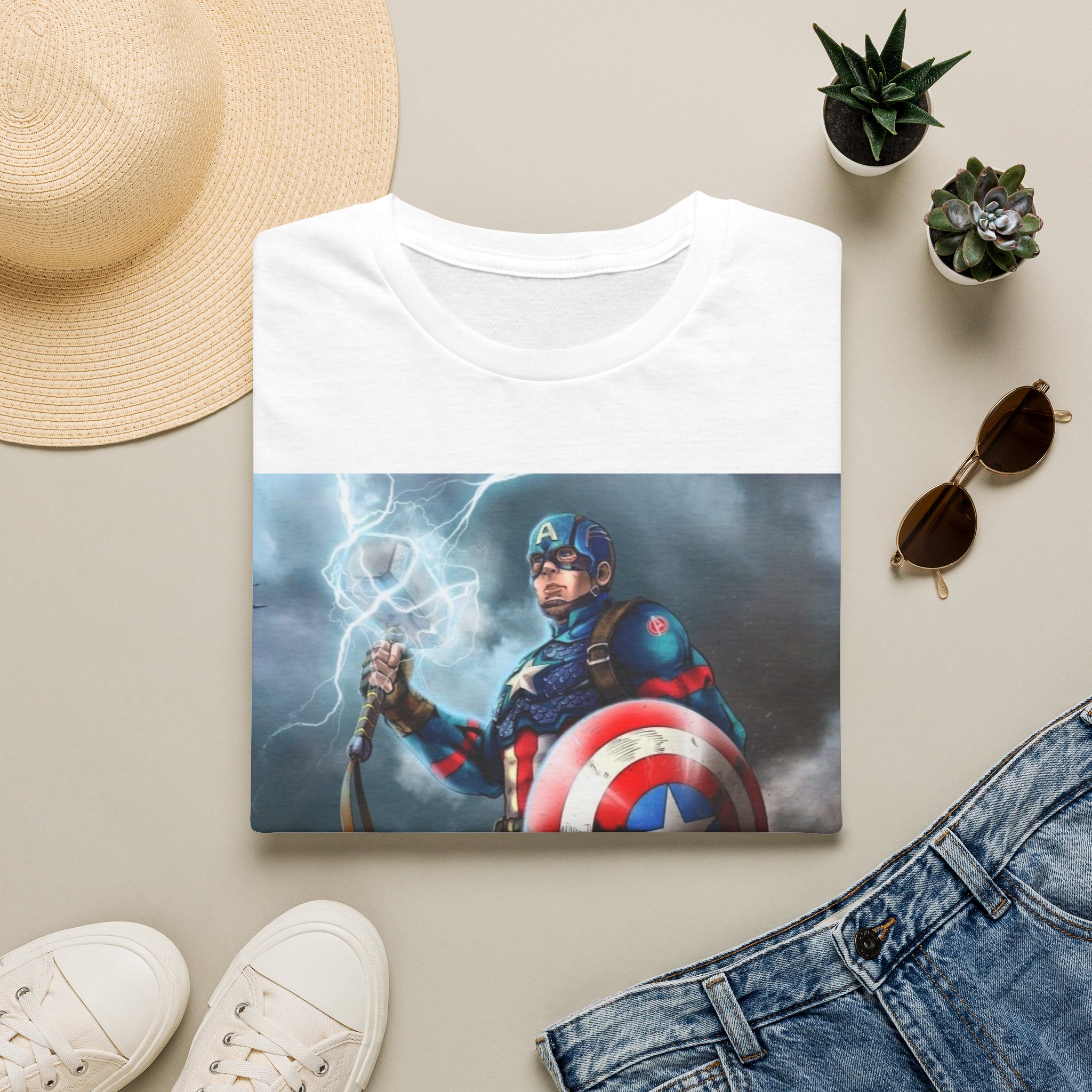 Captain America Lightning Shield Hero Graphic Tee - Image 10