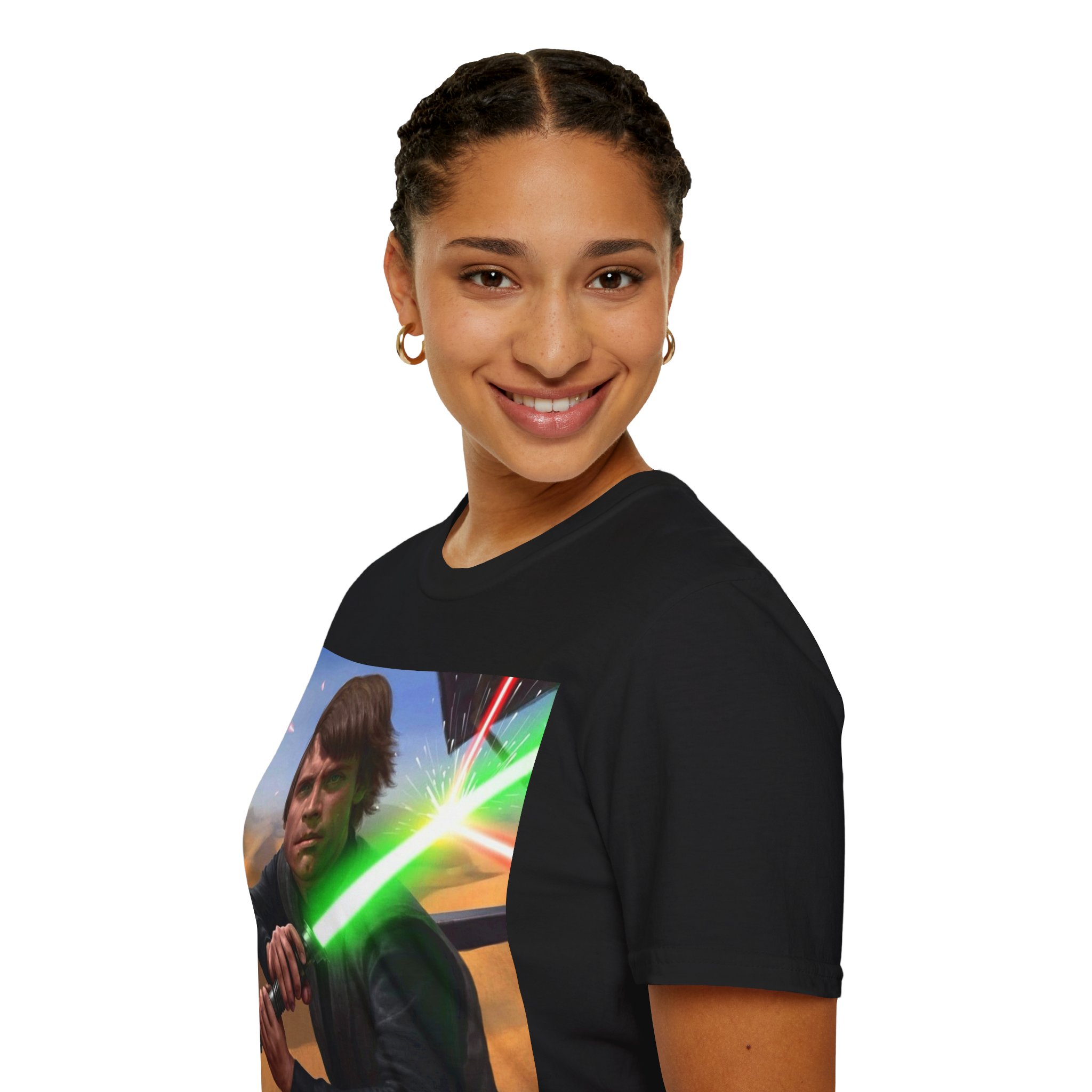 Luke Skywalker Green Saber Desert Battle Graphic Tee - Image 6