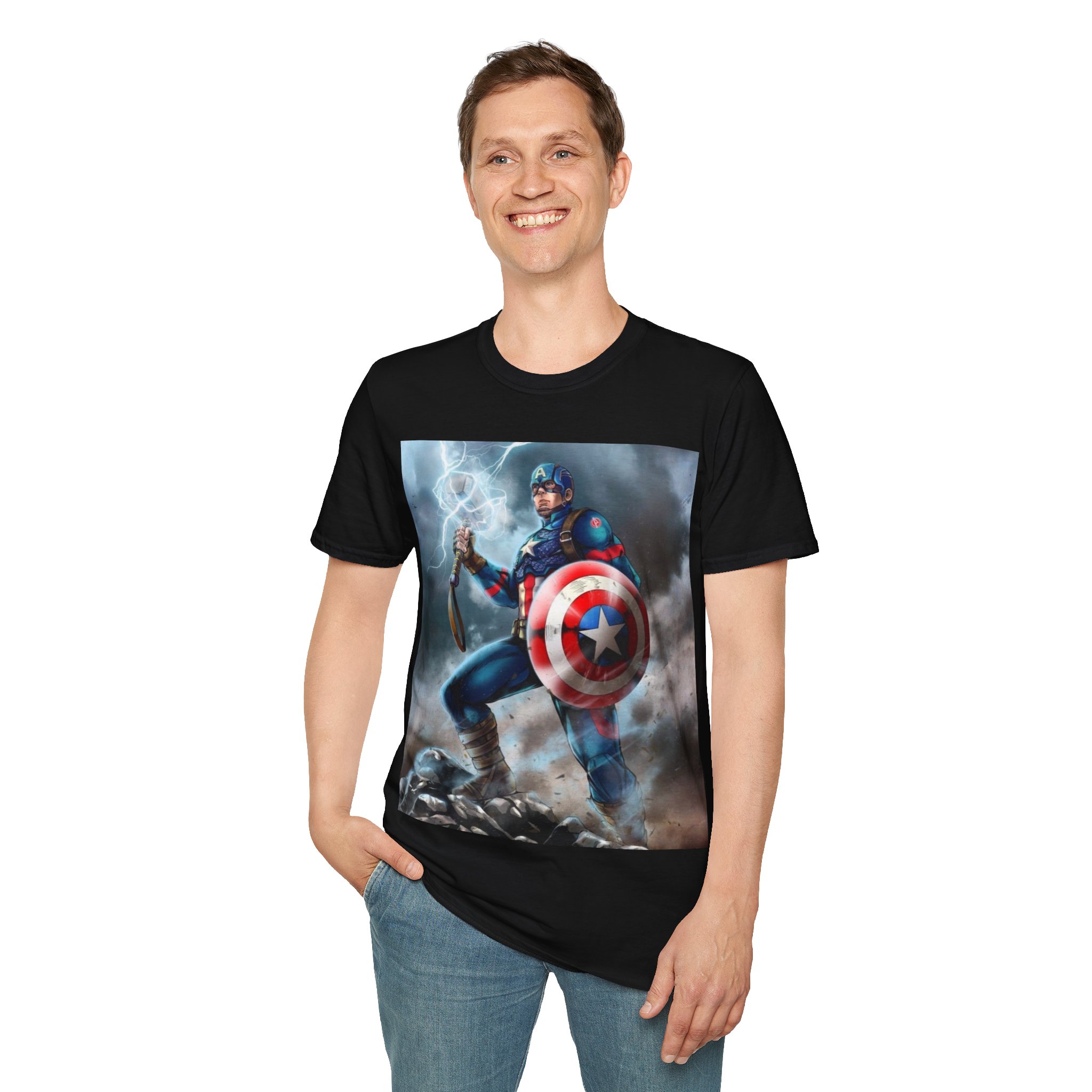 Captain America Lightning Shield Hero Graphic Tee - Image 5