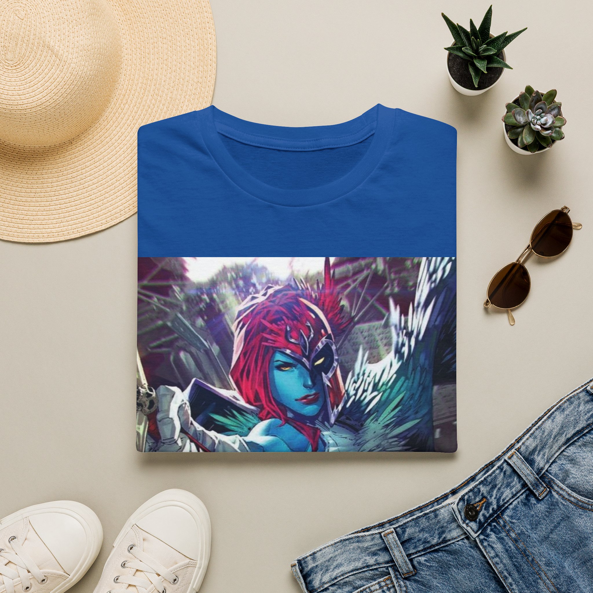 Mystique Winged Warrior Blue Mutant Comic Graphic Tee - Image 19